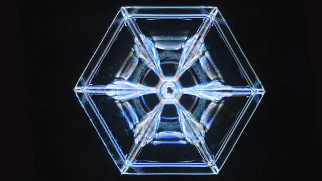 Молекулы воды выстраиваются внутри ледяных кристаллов в затейливые узоры