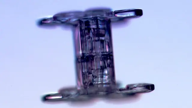 Похоже на обычную катушку для ниток: два надетых на ось колеса