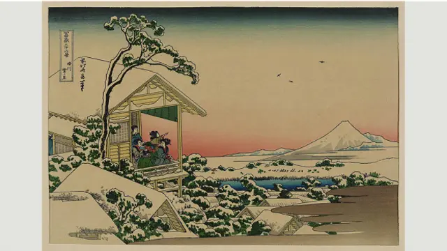 Кацусика Хокусай "Чайный домик на реке Коисикава. Утро после снегопада"