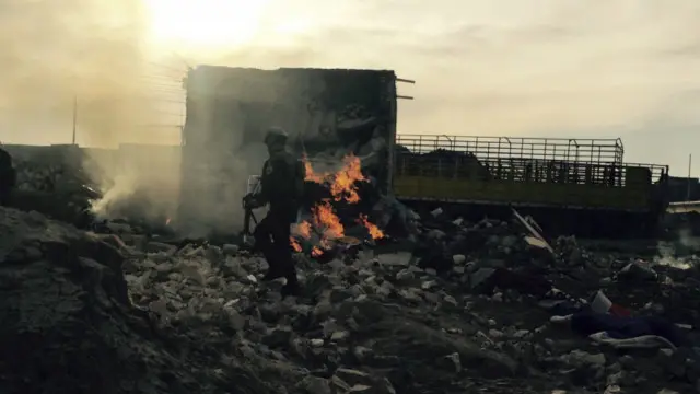 بخشهای زیادی از رمادی در درگیریها آسیب دیده است. عکس از روز گذشته است