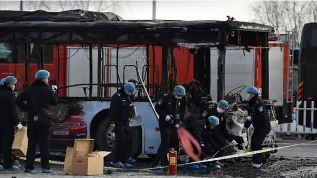 银川公汽失火现场