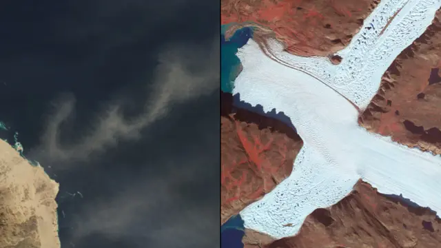 Пыль над Красным морем, ледник Leidy в Гренландии. NASA