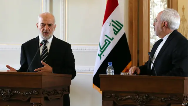  كان الجعفري يتحدث في مؤتمر صحفي مع نظيره الإيراني، محمد جواد ظريف، في طهران. 