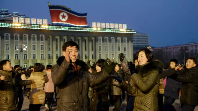 朝鲜平壤民主在金日成广场上庆祝核试验成功（8/1/2016）