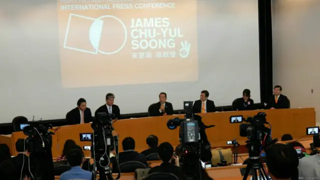 台湾亲民党总统候选人宋楚瑜于周二(1月12号)早上召开国际记者会