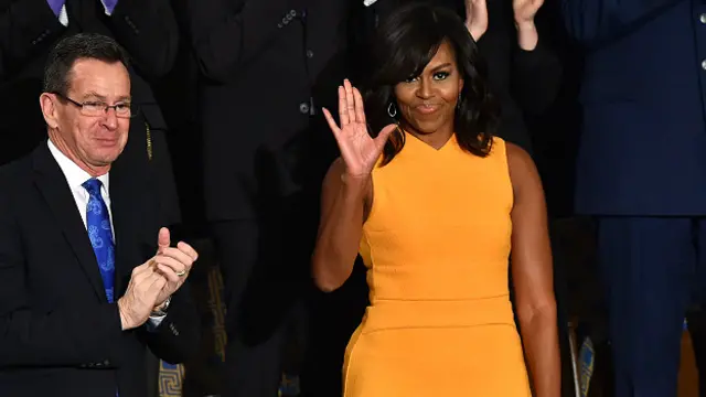 स्टेट ऑफ़ यूनियन भाषण सुनने पहुंची मिशेल ओबामा.