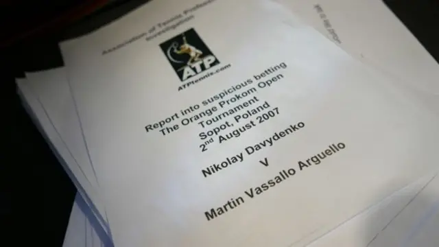 टेेनिस, भ्रष्टाचार पर रिपोर्ट