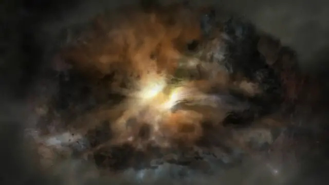 صورة للمجرة الأكثر توهجا في الكون والمعروفة باسم "W2246-0526"