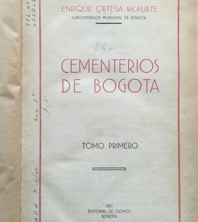 Portada del libro "Cementerios de Bogotá"