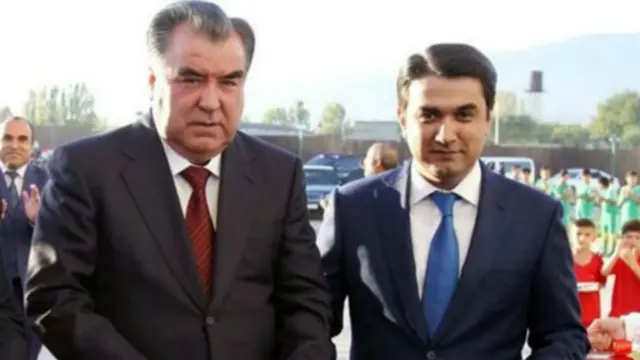 Имомали Раҳмон ва ўғли Рустам Раҳмон.