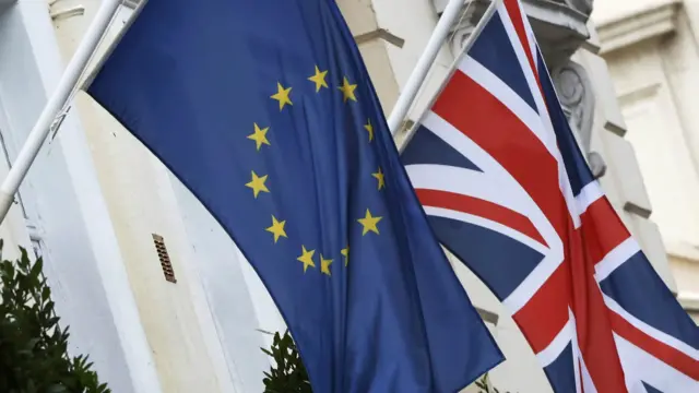 英国国旗与欧盟旗帜