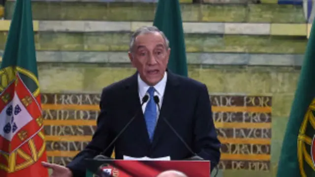 Marcelo Rebelo de Sousa en su primer discurso tras ganar las elecciones en Portugal. Foto de Getty