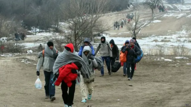 لاجئون يعبرون الحدود المقدونية الصربية أملا في الوصول الى ألمانيا