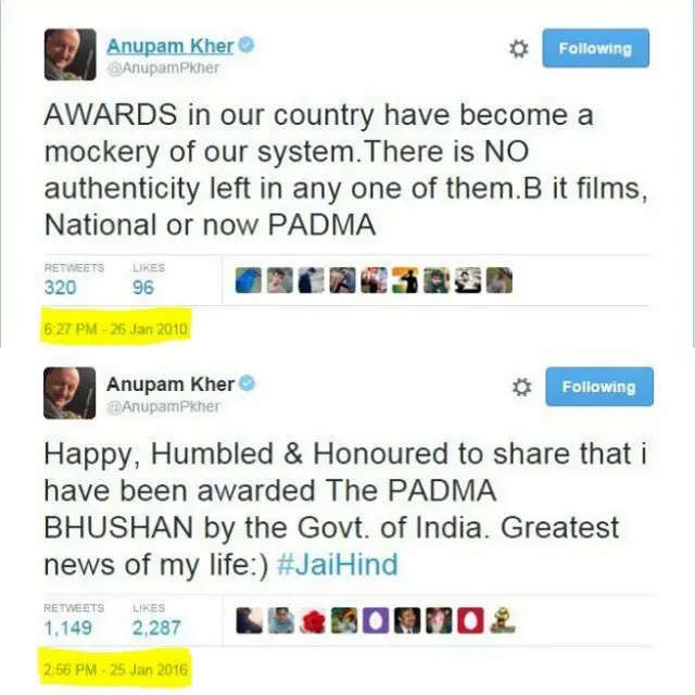 अनुपम खेर के ट्वीट