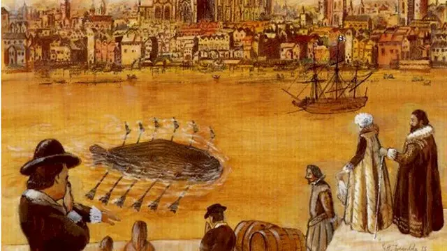 El submarino de 12 remos, pintado por G.H. Tweedale