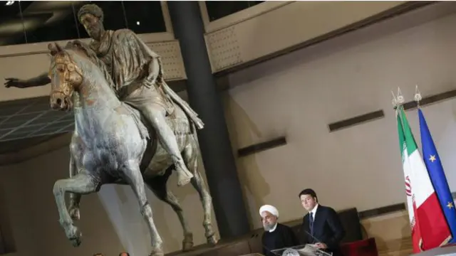 رئيس وزراء إيطاليا والرئيس الإيراني تحدثا في متحف كابيتوليان.