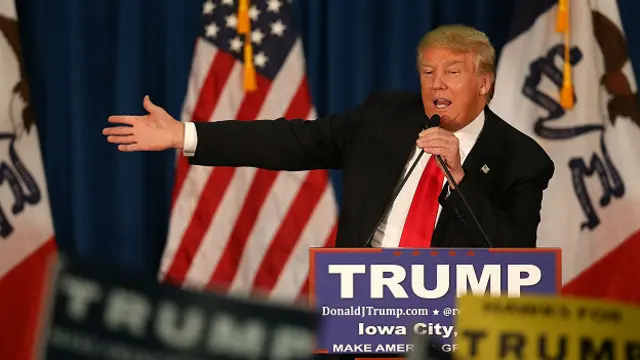 Ông Donald Trump trong một sự kiện tại Đại học Iowa hôm 26/1/2016