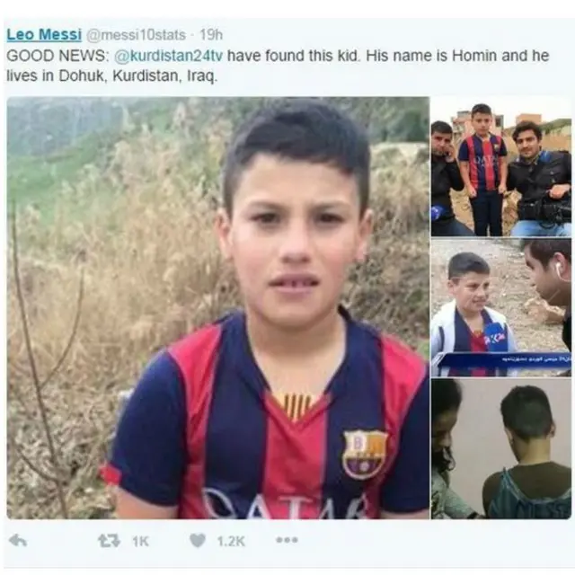 تلویزیون کردی مدعی شده بود که این پسر صاحب پیراهن ساخته شده از خریطه پلاستیکی است