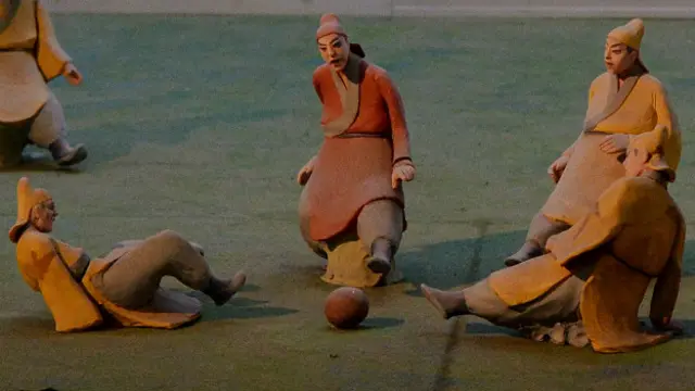 Modelo del cuju tradicional del Museo de Fútbol de Linzi, en China.