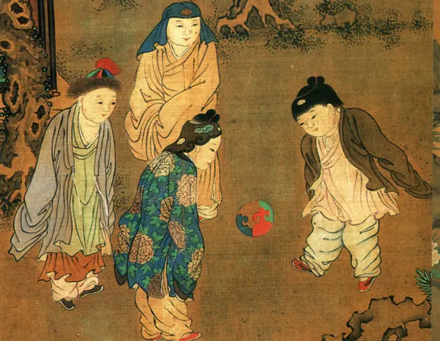 Hermosa pintura hecha en tiempos de la dinastía Song, titulada "100 niños en la larga primavera", del artista chino Su Hanchen.