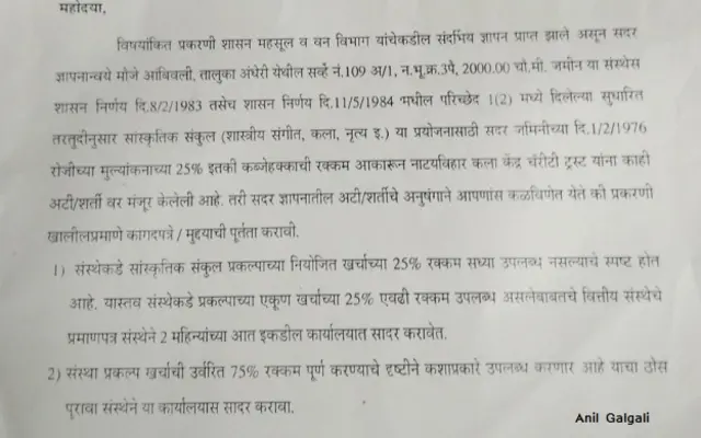 अनिल गलगली को मिली चिट्ठी की प्रति