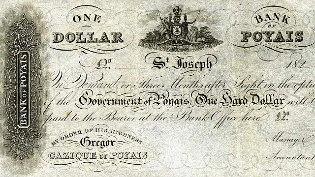 MacGregor, Poyais ülkesinin parasını da böyle tasarlamıştı.