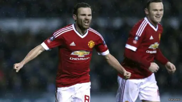 Juan Mata mencetak gol penentu ke gawang Derby County.