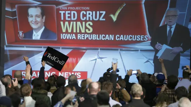 Ted Cruz dipastikan memenangi pemilihan pendahuluan bakal calon presiden AS dari Partai Republik di Iowa.