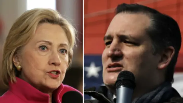 İowada qalib gəlmiş demokrat Hillary Clinton və respublikaçı senator Ted Cruz