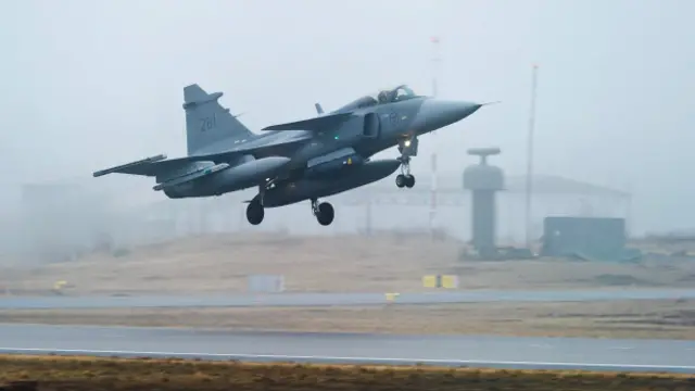 Un caza gripen sueco