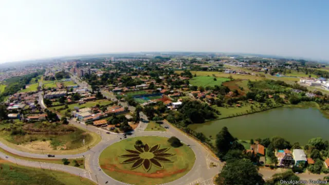 Vista aérea de la ciudad brasileña de Paulíni, en el interior del estado de Sao Paulo.