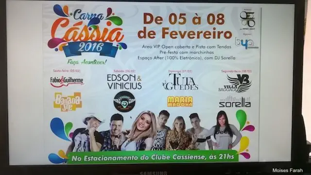 Folleto de un espectáculo de carnaval privado en el pueblo brasileño de Cássia (Minas Gerais)