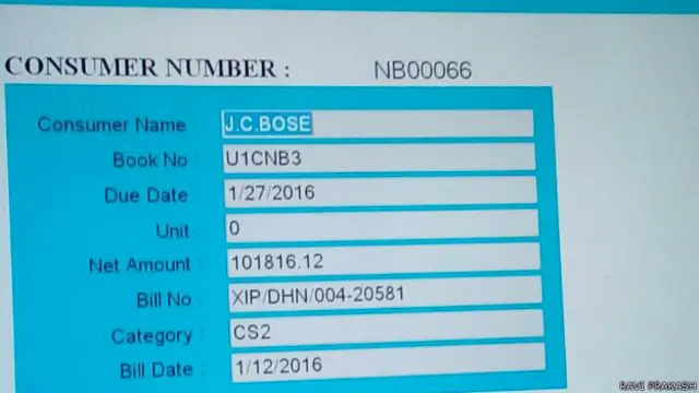जेसी बोस के नाम बिजली बिल