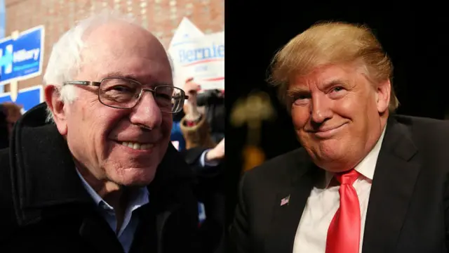 Hai ông Bernie Sanders (bên trái) và Donald Trump đã chiến thắng ở New Hampshire