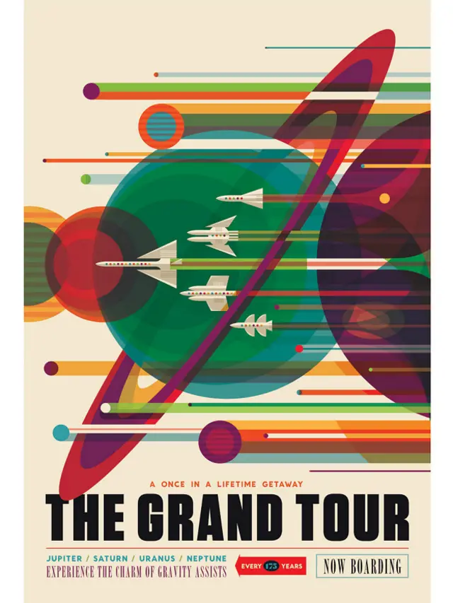 Una oportunidad única... que sólo podemos aprovechar cada 175 años, cuando se alinean los planetas. En el Gran tour del Sistema Solar podrás visitar Júpiter, Saturno, Urano y Neptuno, y experimentar el encanto de la gravedad, que impulsará a la nave espacial de un planeta al otro.