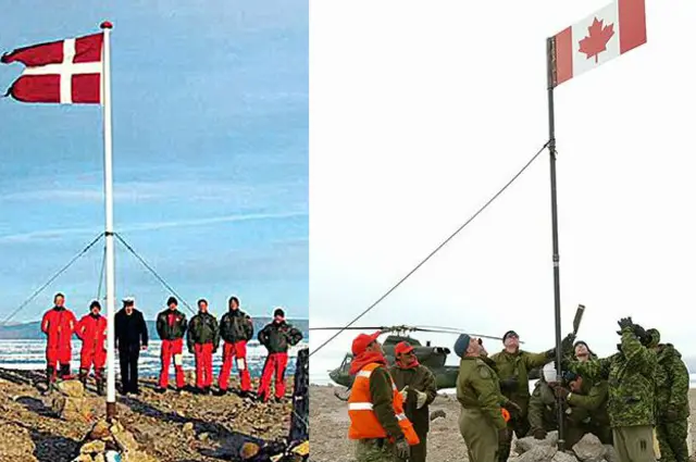 Безлюдний острів Ганс площею 1,3 кв. км лежить посередині протоки, що розділяє Канаду і Гренландію. І Канада, і Данія вважають його своєю територією