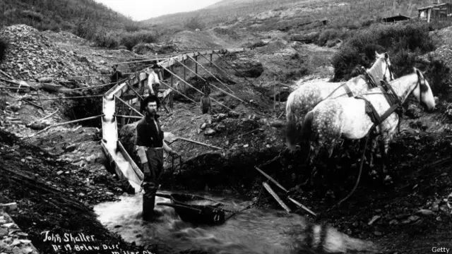 探礦者在克朗代克地區淘金