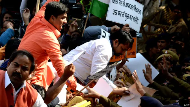 कन्हैया कुमार के ख़िलाफ़ प्रदर्शन