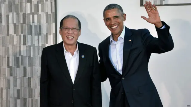 美国总统奥巴马与菲律宾总统阿基诺二世纪
