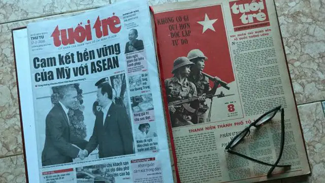 Trang nhất báo Tuổi Trẻ tháng 2/1979 và ngày 17/2/2016