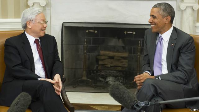 Tổng thống Barack Obama tiếp Tổng bí thư Nguyễn Phú Trọng tháng Bảy 2015