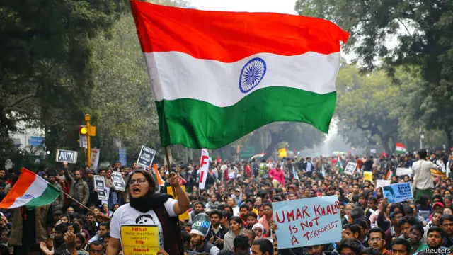 कन्हैया के समर्थन में प्रदर्शन