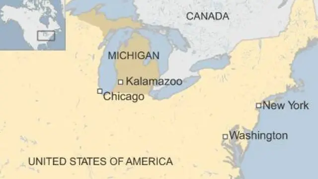 Vị trí của thị trấn Kalamazoo trên bản đồ