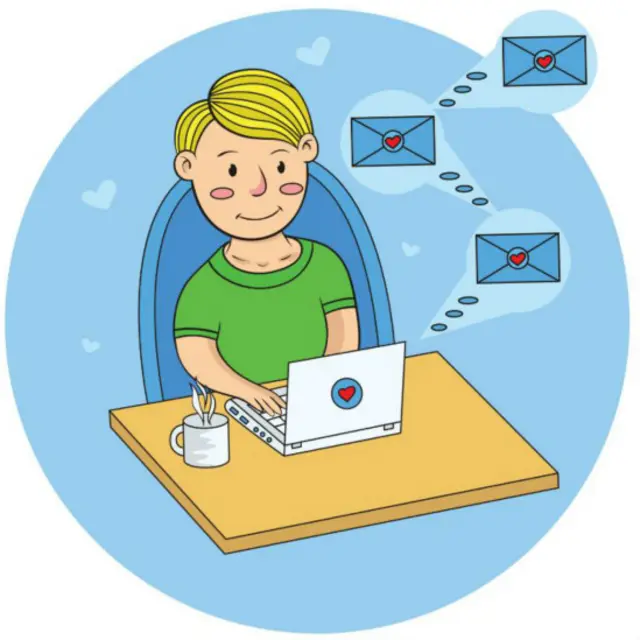 Рисунок человека у компьютера