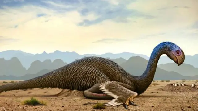 अंडे सेती मादा डायनोसॉर (काल्पनिक चित्र)