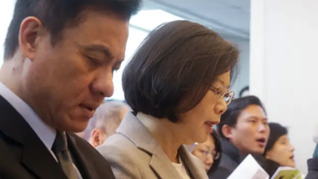 台灣下任總統蔡英文參加位於台北市義光教會的追思會。