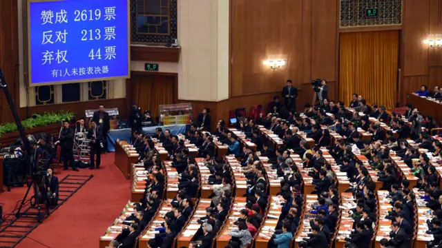 全国人大全体会议表决议案（资料图片）