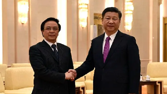 Ông Tập Cận Bình tiếp ông Hoàng Bình Quân tại Đại lễ đường Nhân dân ở Bắc Kinh
