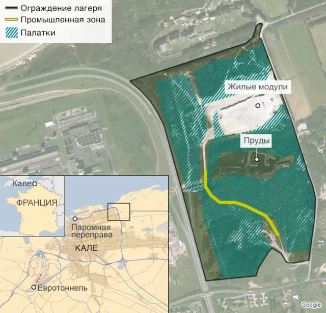 Карта лагеря беженцев в Кале