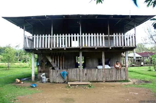 Son casas de madera. Muchas de ellas ubicadas sobre pilares.